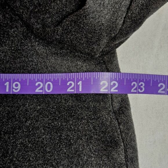 Samuel Dong Two Tone Gray Ruffle Button Front Belted Hooded Sweater Jacket Coat - Picture 11 of 13